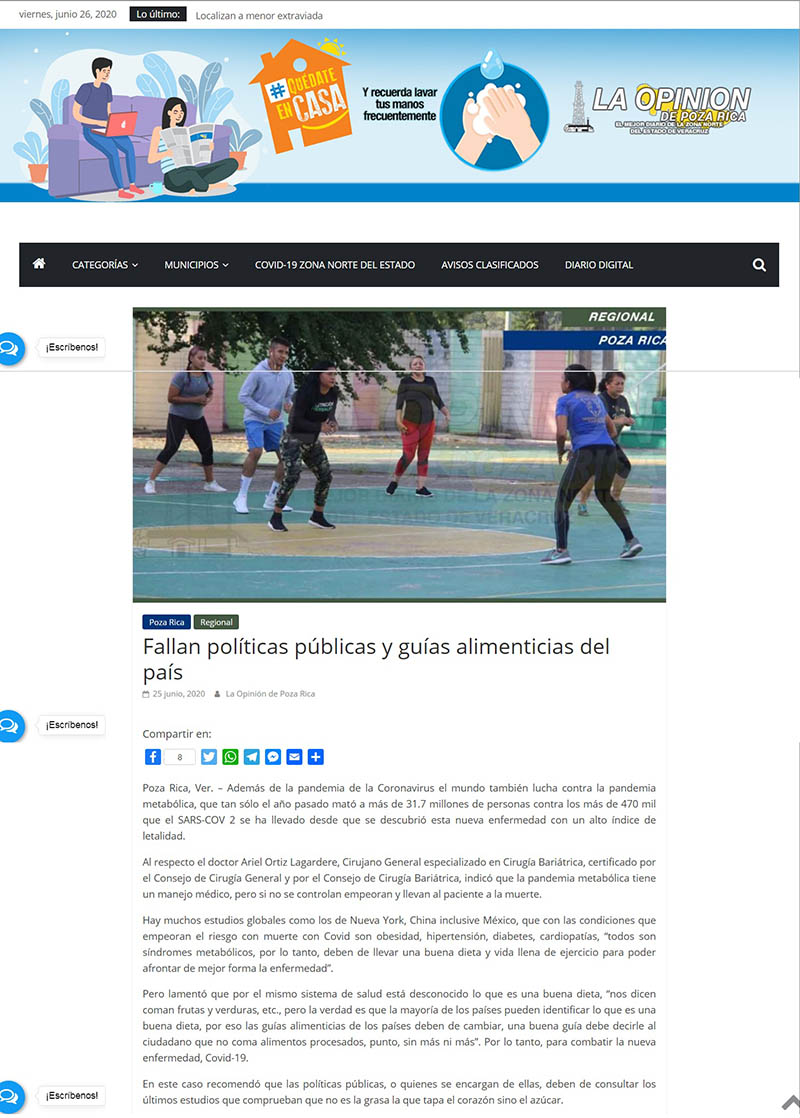 Fallan Políticas públicas y guías alimenticias del país